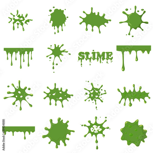 Simple green slime set. Universal green slime icons to use for web and mobile UI, set of basic green slime elements vector illustration