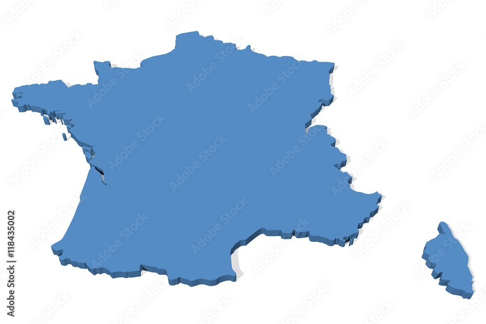 3D map of France on a plain background 3D map of France on a plain background