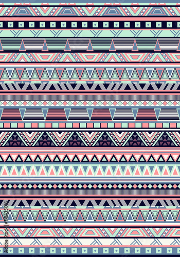 Seamless Ethnic pattern design. Navajo geometric print. Rustic decorative ornament. Abstract geometric pattern. Native American pattern. Ornament for the design of clothing, textiles