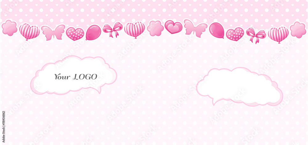 VECTOR eps 10. Seamless pattern with hearts, flowers for cute girl design.