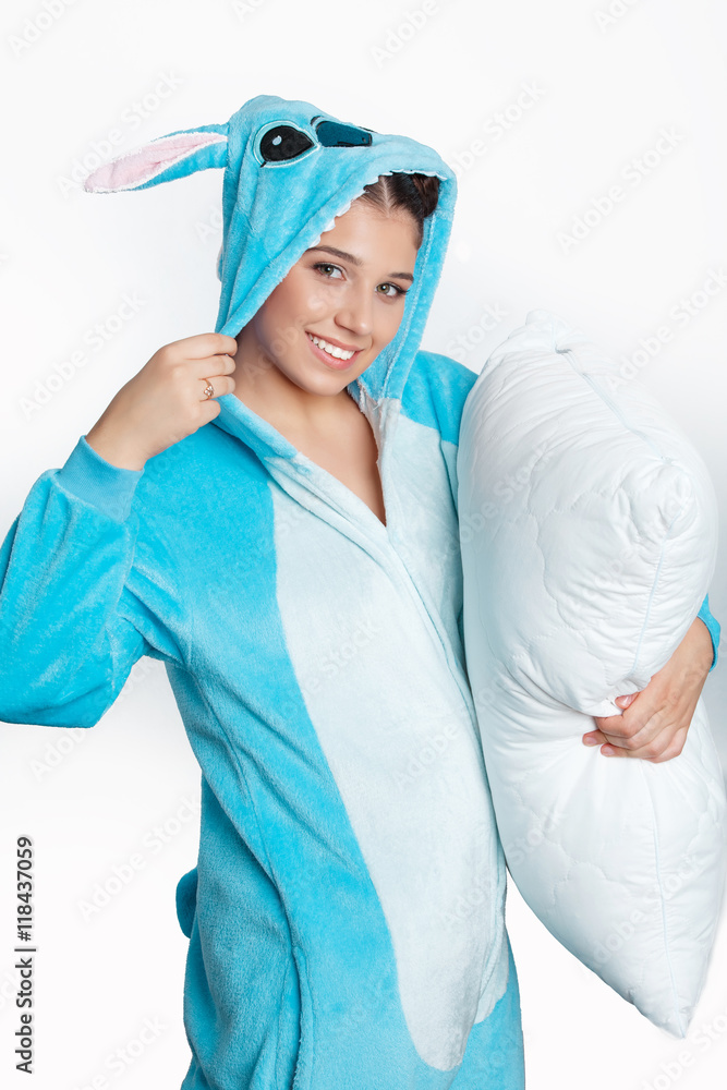beautiful teenager girl in funny pajamas beautiful teenager girl in funny pajamas
