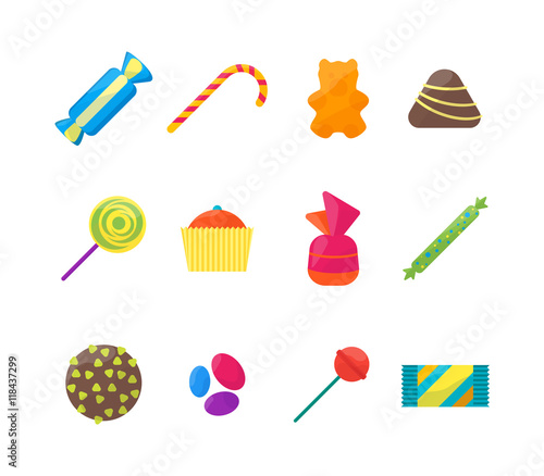 Sweet Candies Icons Set. Vector