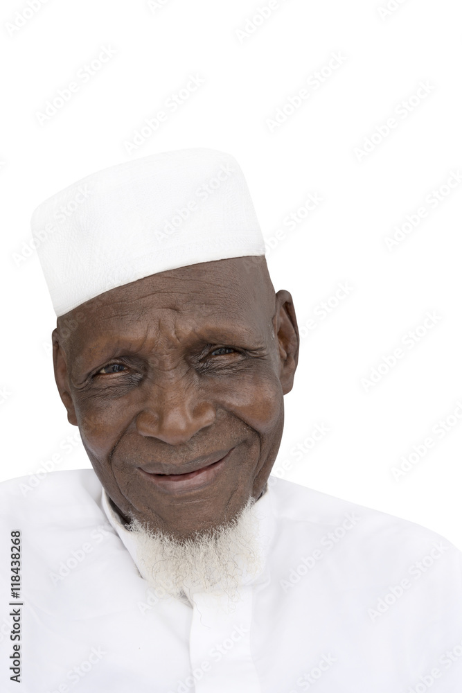 Portrait of an Eighty-year-old African man smiling, isolated Portrait of an Eighty-year-old African man smiling, isolated