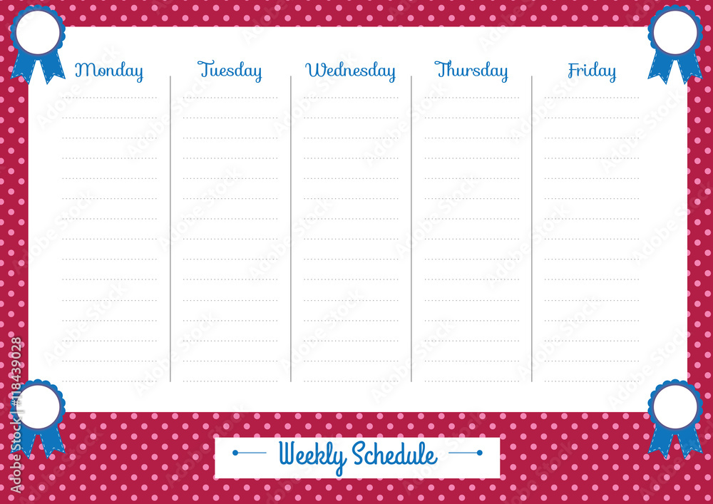 Fototapeta premium Cute Weekly Planner- Pink Dots