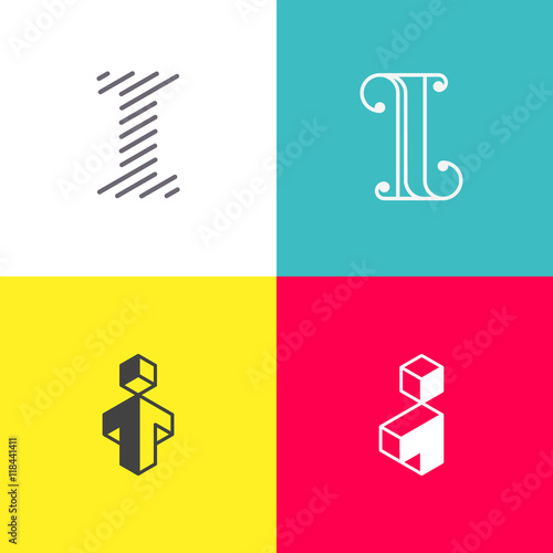 Letter "I" monograms set. Trendy logo design. Eps10 vector illustration.