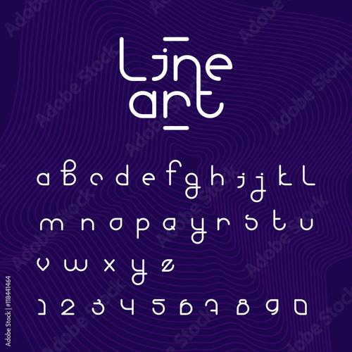 "Line art" alphabet + numbers. Futuristic design. Eps10 vector illustration.