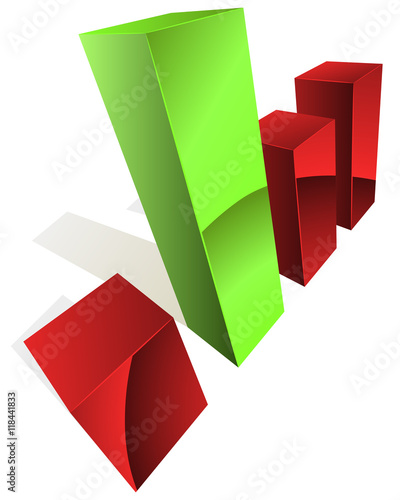 3D graph with green and white bars.