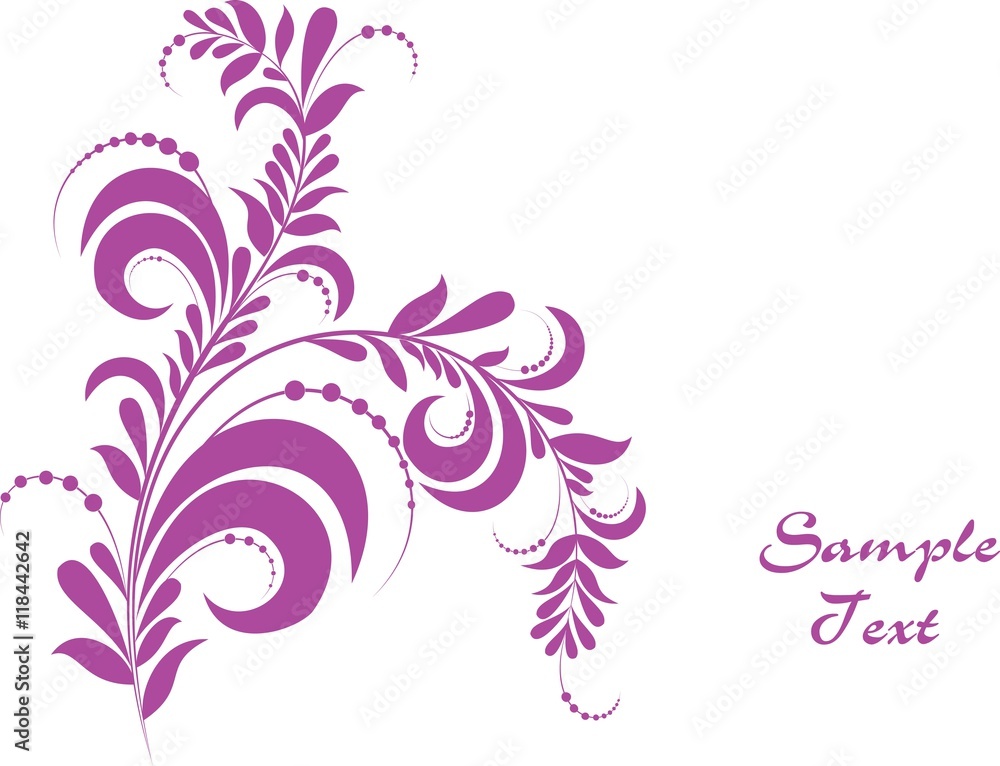 Floral background with decorative branch. Vector illustration. Floral background with decorative branch. Vector illustration.