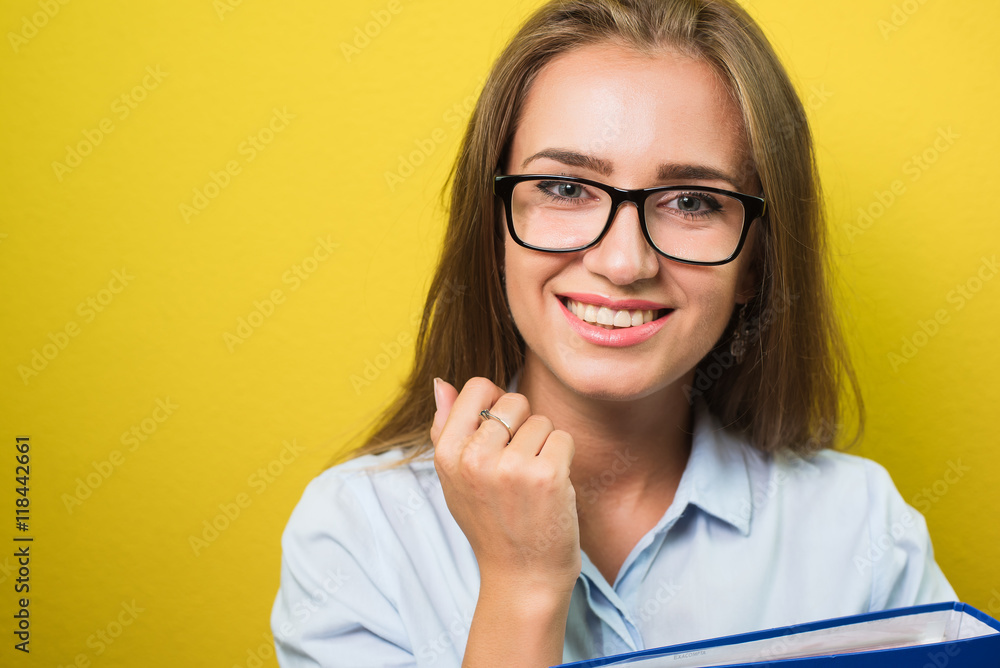 Cute young business woman with glasses Cute young business woman with glasses