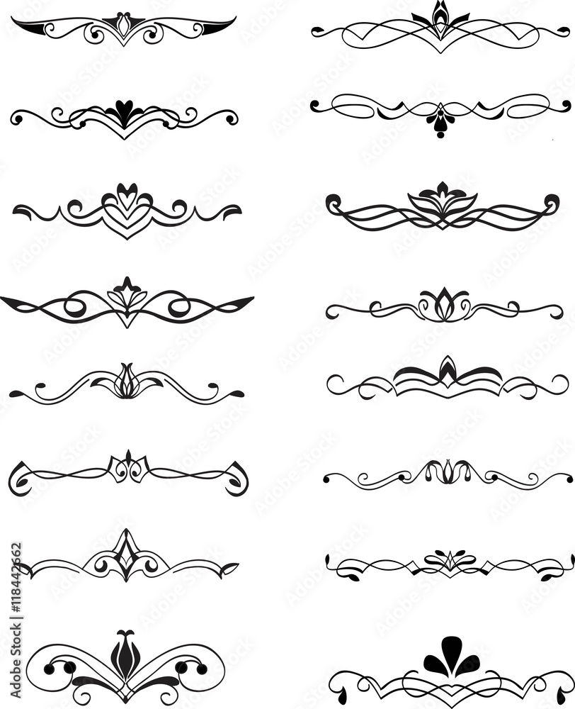 Set of hand drawn decorative elements for design.