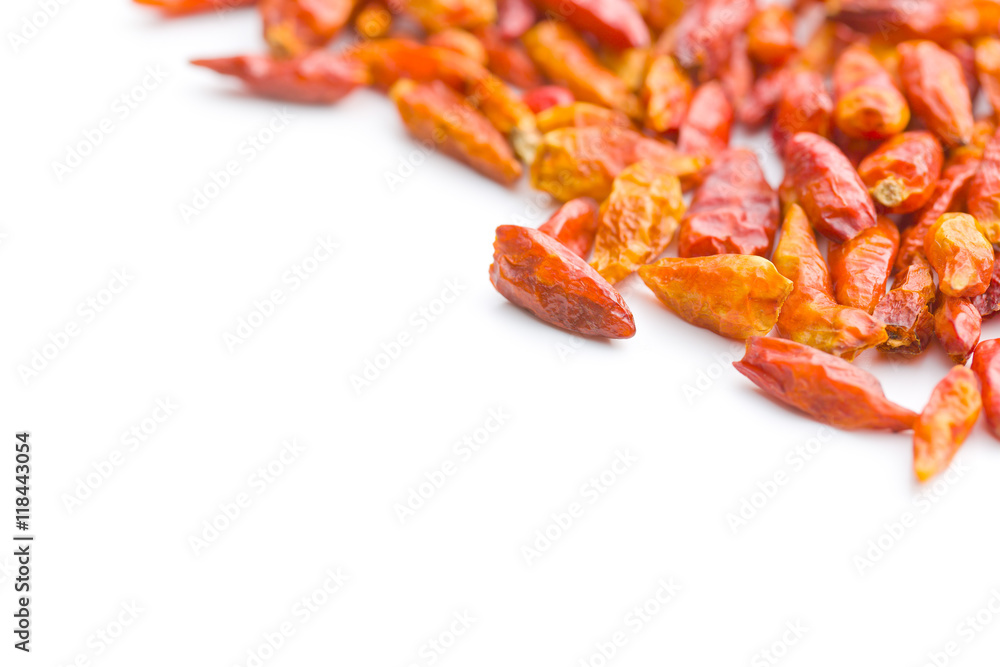 Dried mini chili peppers. Dried mini chili peppers.