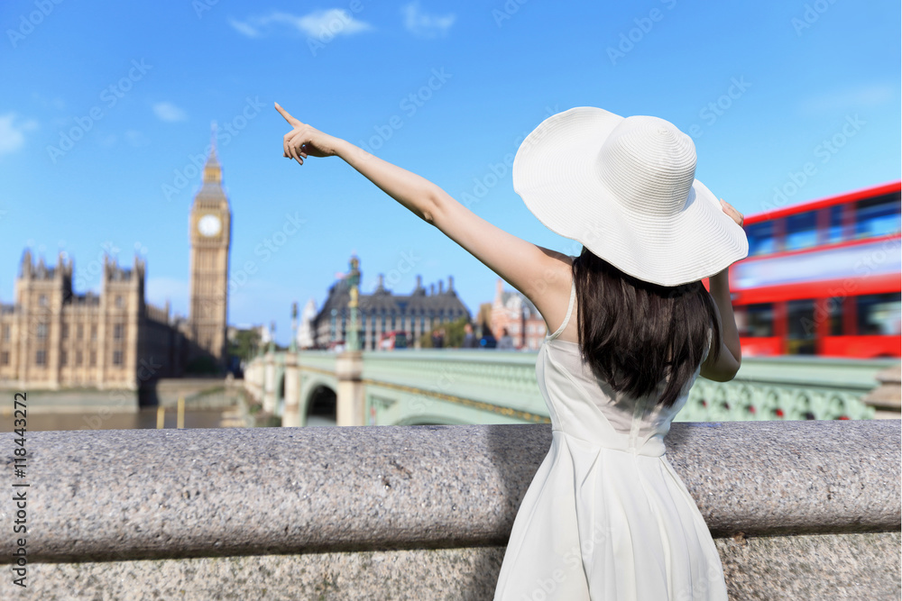 young woman travel in london