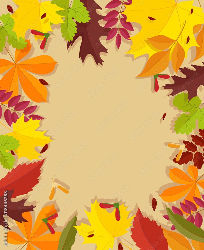 Autumn background. Frame for text decorated with autumn leaves. Autumn background. Frame for text decorated with autumn leaves.