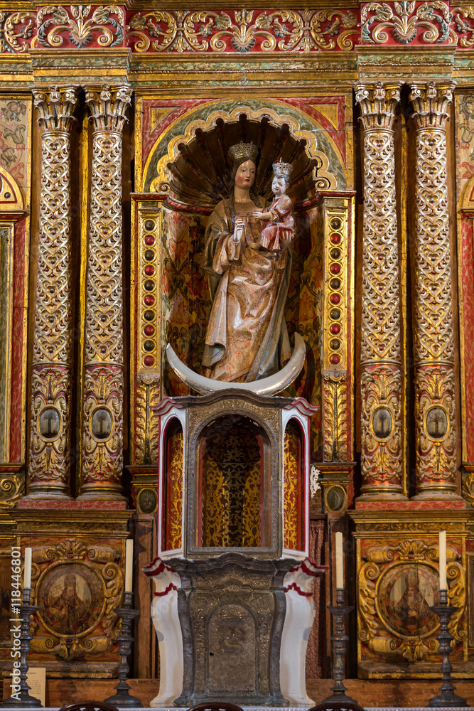 Main nave and altar in  Cathedral Church of Saint Mary of Betancuria in Fuerteventura, Canary Islands, Spain