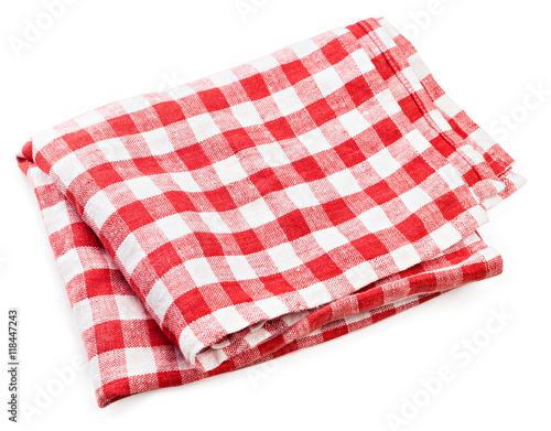 red folded tablecloth isolated on white