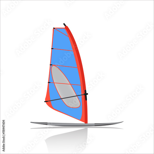 Board Windsurfing icon, Water sport and entertainment. Swimming and windsurfing isolated on white background. vector illustration