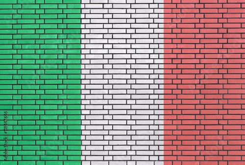 Italian flag painted on brick wall