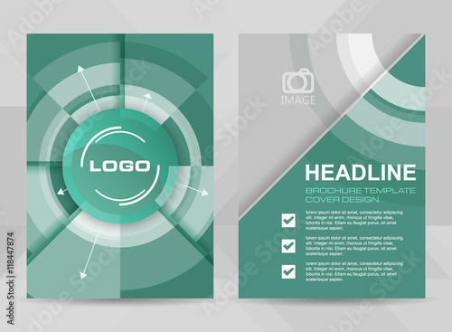 Flyer template A4 size. Brochure, corporate banner or cover design with circular pattern.