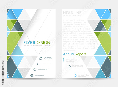 Business flyer template, brochure or corporate banner with geometric pattern. A4 size.