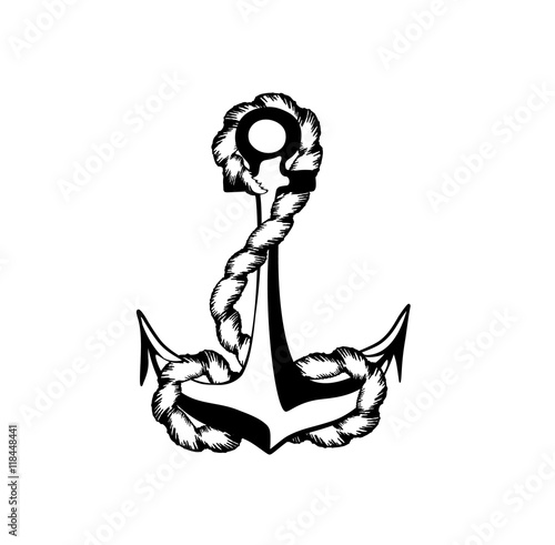 The icon of anchor with cute rope bound it up 