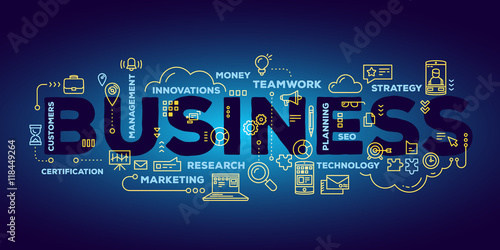 Vector creative illustration of business word lettering typograp