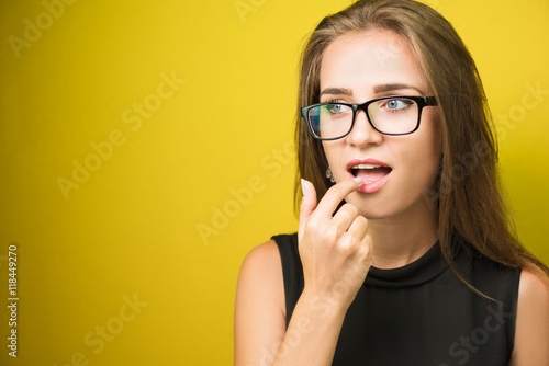 Cute young business woman with spectacles