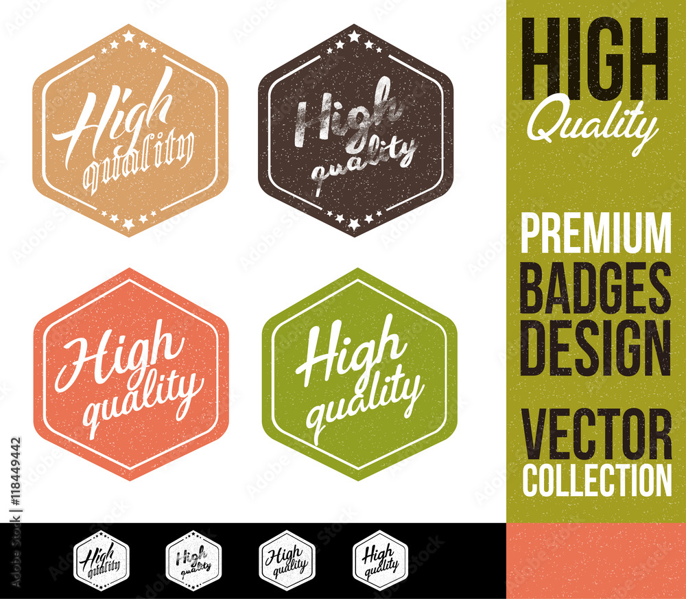 High Quality Logo Badge and Emblem in Flat Design Style. High Quality Logo Badge and Emblem in Flat Design Style.