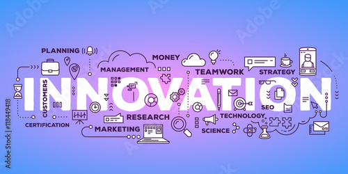 Vector creative illustration of innovation word lettering typogr