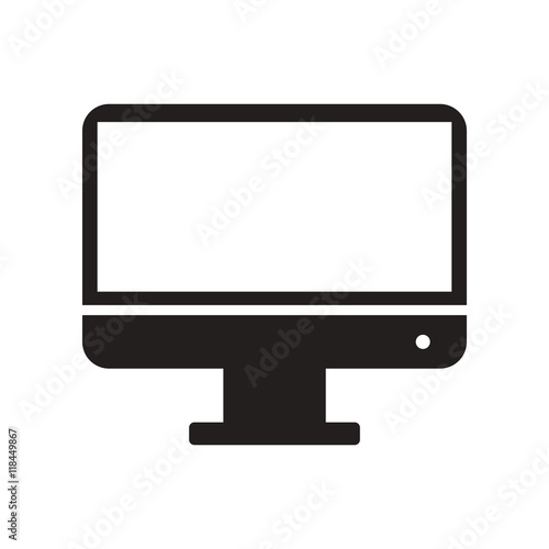 flat icon in black and white style monitor 