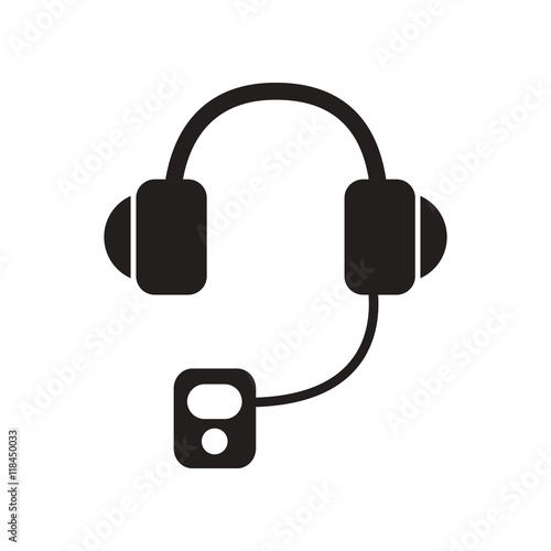 flat icon in black and white style headphones Player 