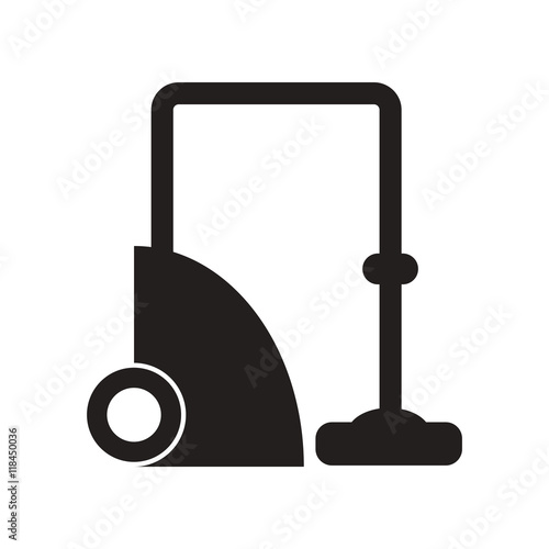 flat icon in black and white style vacuum cleaner