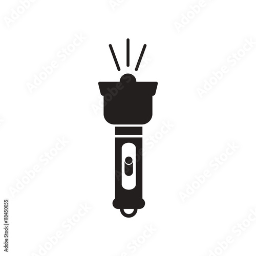 flat icon in black and white style electric flashlight 