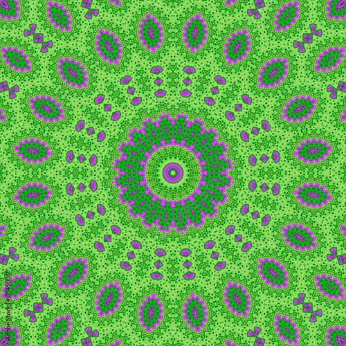 Abstract paisley ornament. Seamless pattern kaleidoscopic orient