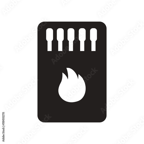 flat icon in black and white style Matchbox and matches  