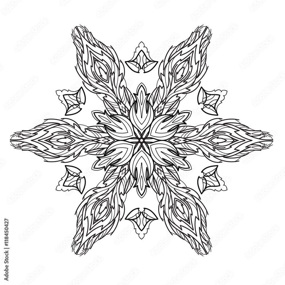 Obraz premium Snowflake hand drawn doodle.