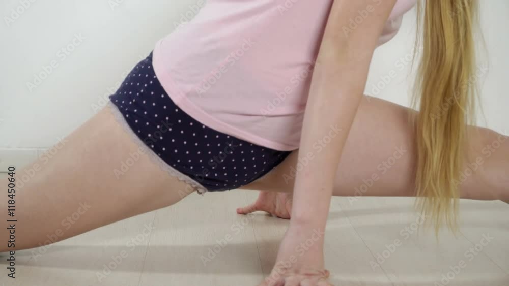 little girls doing splits in panties Closeup of young flexible girl doing the splits performing front split with  left leg forward Stock Video | Adobe Stock