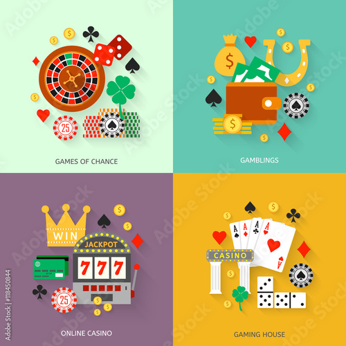 Gambling flat icons set