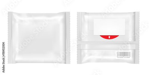 White package with flap for snacks, food, chips, cheese and spic