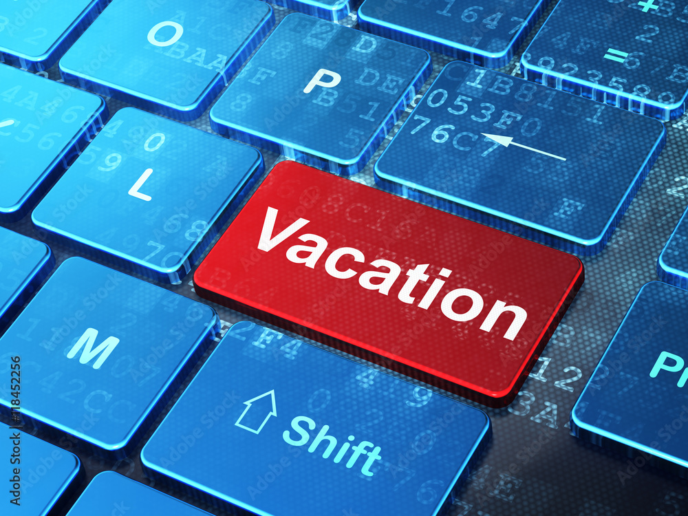 Fototapeta premium Holiday concept: Vacation on computer keyboard background