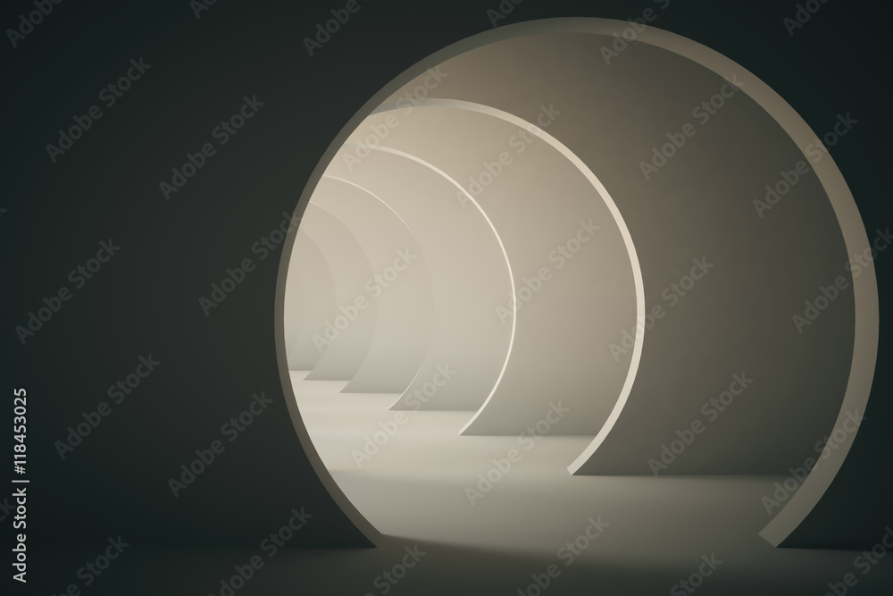 Obraz premium Ciemny betonowy tunel