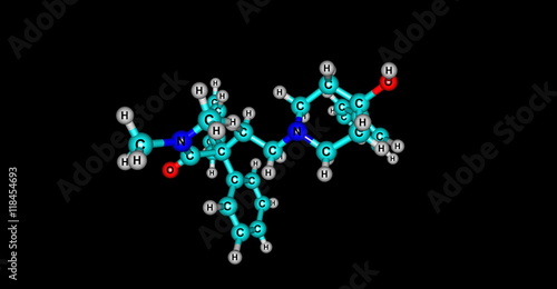 Loperamide molecular structure isolated on black