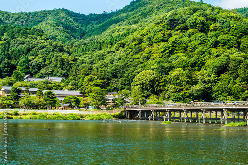 The famous briidge Togetsu-kyo in Arashiyama, Kyoto, Japan