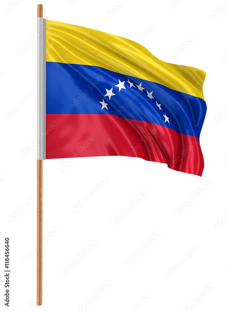 3D Flag of Venezuela with fabric surface texture. White background. 3D Flag of Venezuela with fabric surface texture. White background.