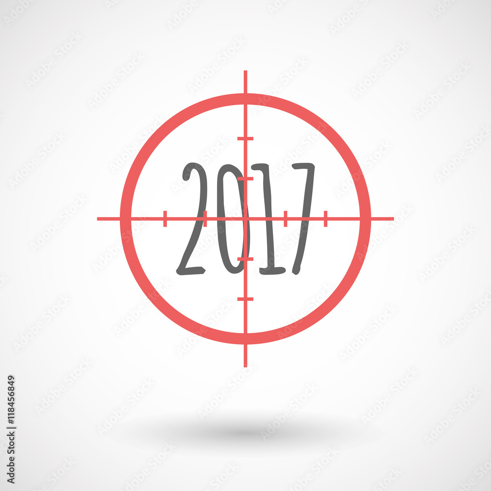 Isolated line art crosshair icon with a 2017 year number icon Isolated line art crosshair icon with a 2017 year number icon