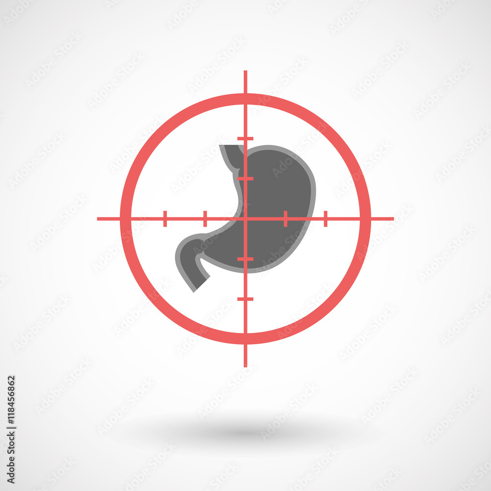Isolated line art crosshair icon with a healthy human stomach i Isolated line art crosshair icon with a healthy human stomach i