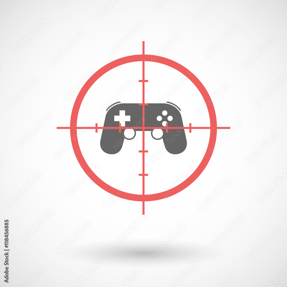 Isolated line art crosshair icon with a game pad Isolated line art crosshair icon with a game pad