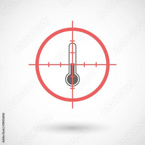 Isolated line art crosshair icon with a thermometer icon