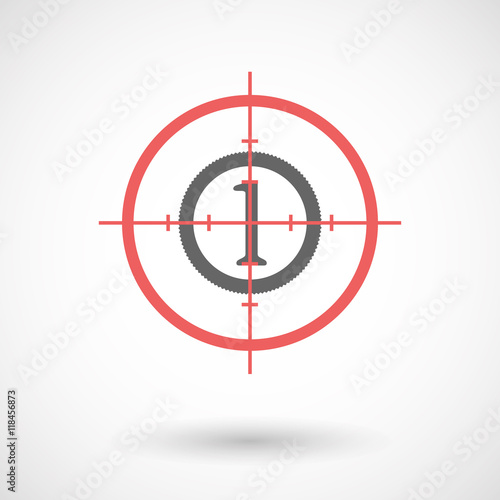 Isolated line art crosshair icon with a coin icon