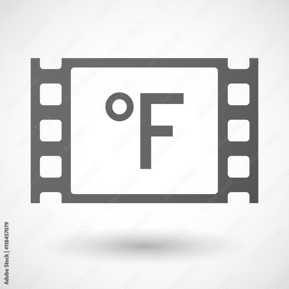 Isolated celluloid film frame icon with a farenheith degrees si Isolated celluloid film frame icon with a farenheith degrees si