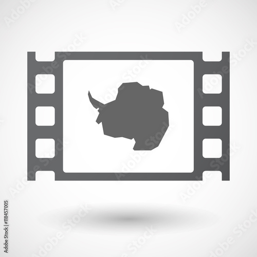 Isolated celluloid film frame icon with  the map of  Antarctica